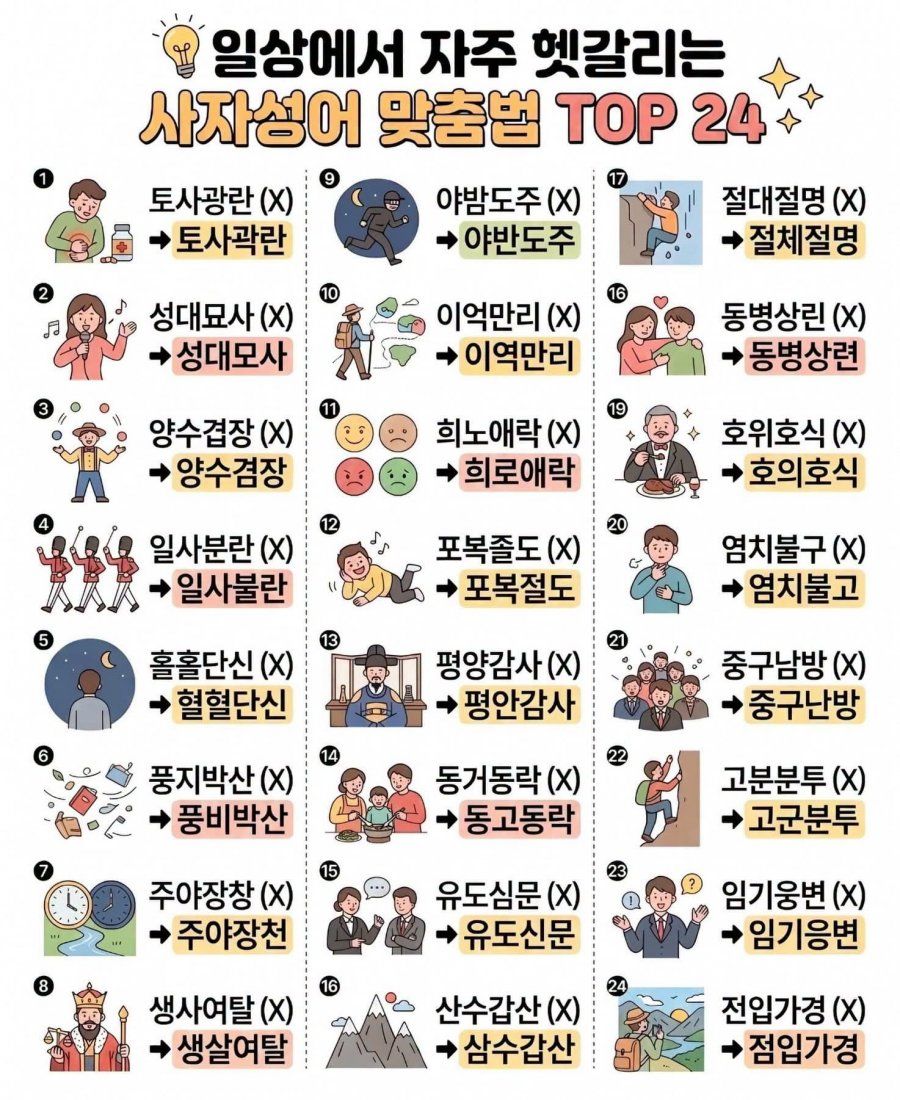 알아두면 도움되는 헷갈리는 사자성어들.jpg