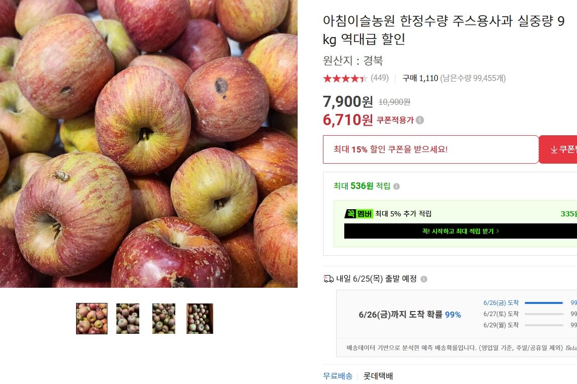 [옥션] 주스용 사과 실중량 9kg