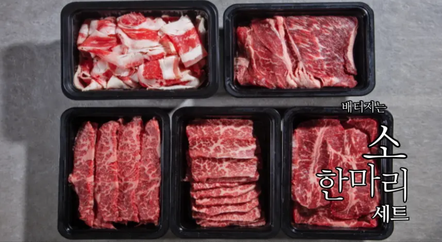[토스쇼핑] 하루특가)배터지는 소고기 한판 세트, 등심살 300g + 살치살 200g + 부채살 200g + 갈비살 200g + 우삼겹 300g, 1.2kg,
