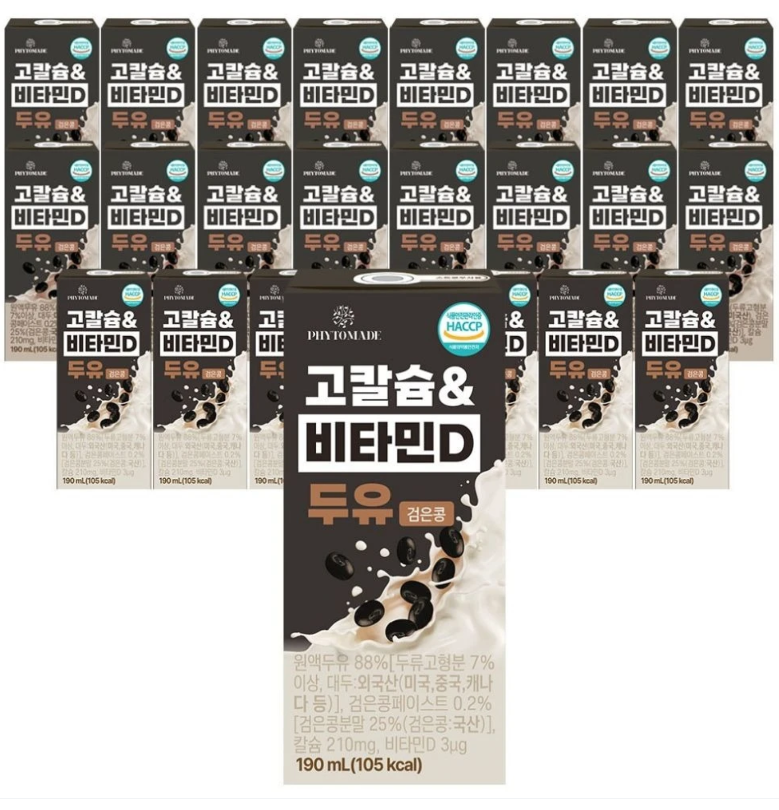 [토스쇼핑] 하루특가)파이토메이드 고칼슘&비타민D 두유 검은콩, 190ml, 24개