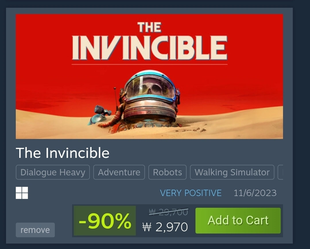 [스팀] The Invincible (-90%)