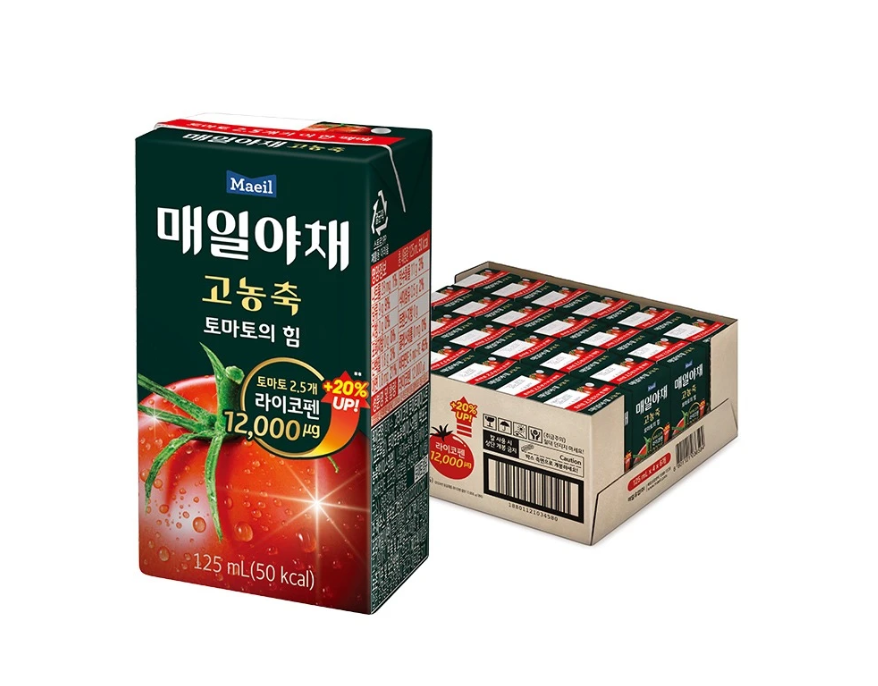 [토스쇼핑] 하루특가) 매일야채 고농축 토마토의 힘, 125ml, 24개