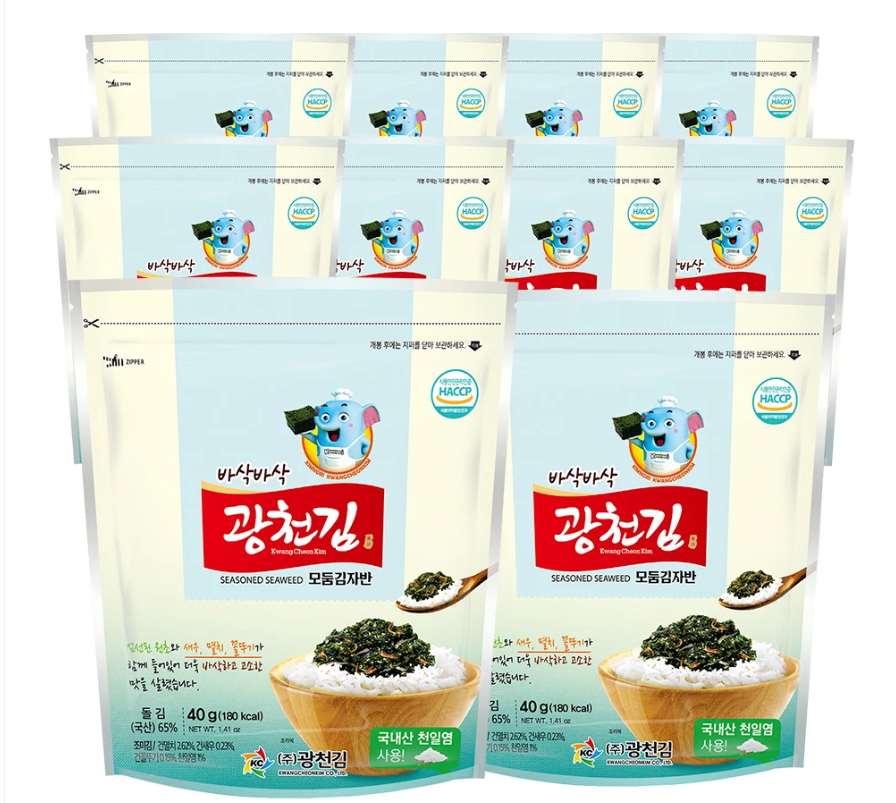 00시종료) 광천김 바삭바삭 모둠 광천 김자반, 40g, 10봉