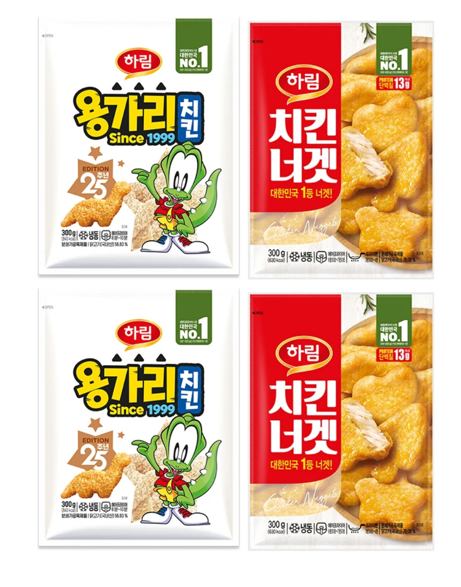 00시종료) 하림 용가리치킨, 300g, 2봉 + 치킨너겟, 300g, 2봉