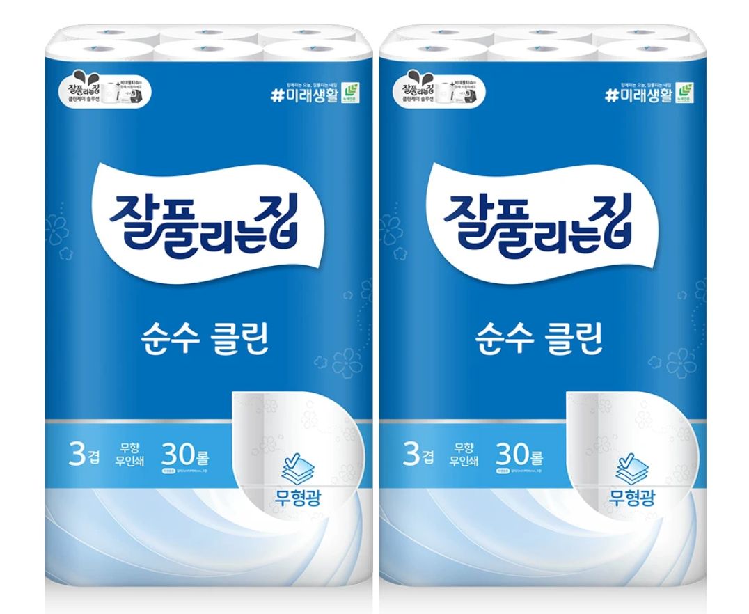 00시특가) 잘풀리는집 순수 클린, 3겹, 25m, 30롤, 2팩