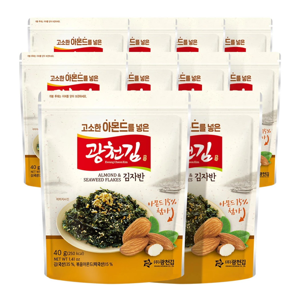 [토스] 토스pick) 광천김 고소한 아몬드를 넣은 김자반 10봉지