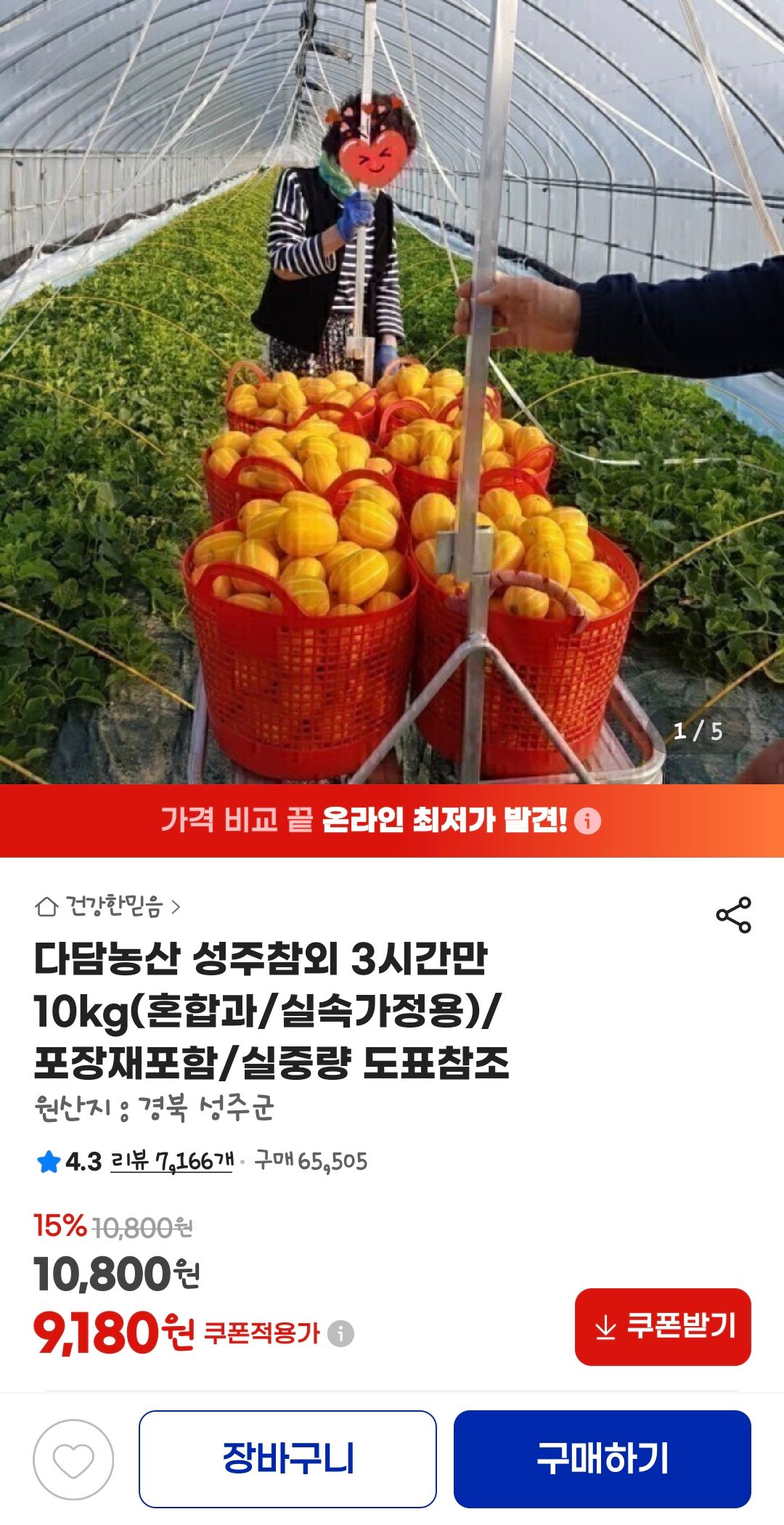 [지마켓] 다담농산 성주참외 3시간만 10kg